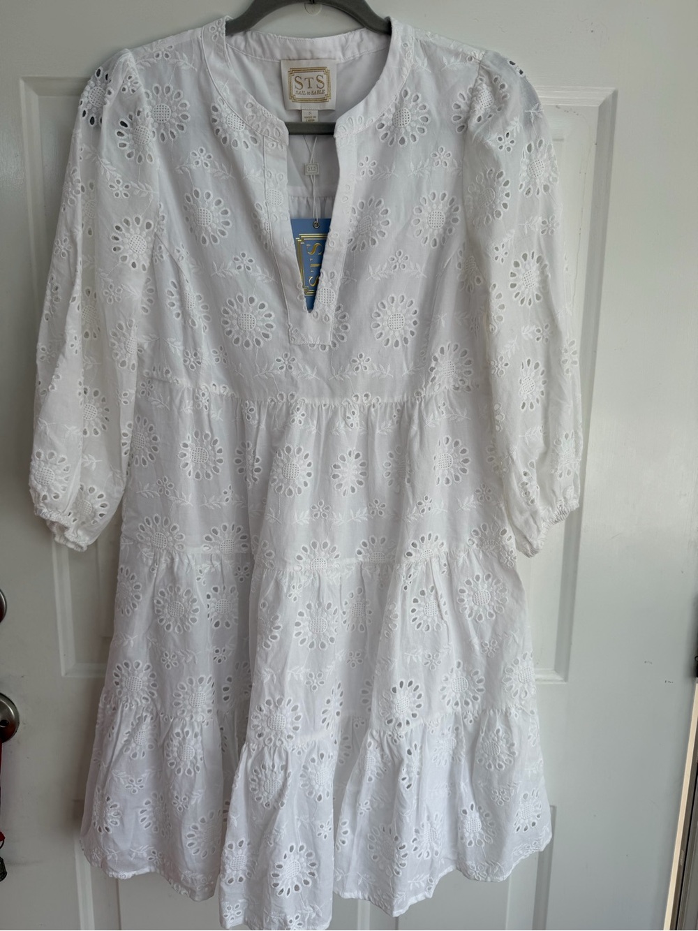 Sail to Sable White Eyelet Tiered Mini Dress